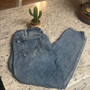 Classic Blue Silver Boyfriend Denim Jeans